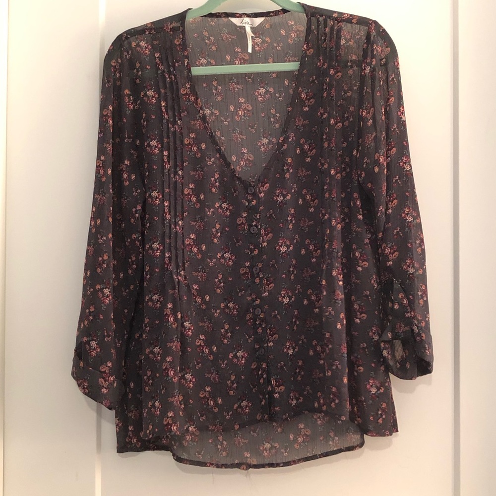 Gray floral blouse